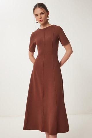 Robe midi - Marron