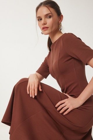 Robe midi - Marron