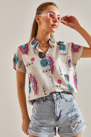 Chemisier en lin - Fuchsia