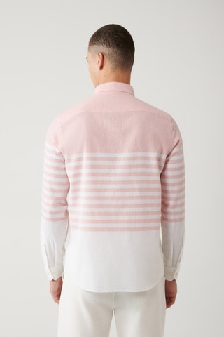 Chemise slim en lin - Rose