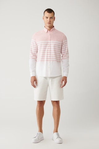 Chemise slim en lin - Rose