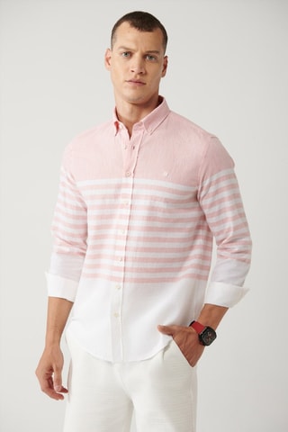 Chemise slim en lin - Rose