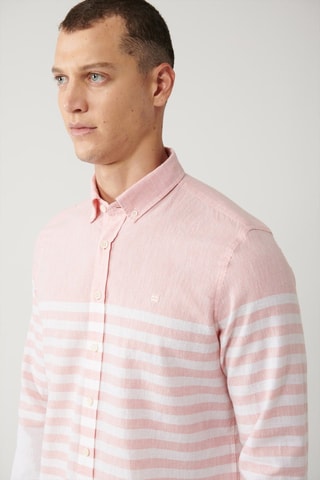 Chemise slim en lin - Rose