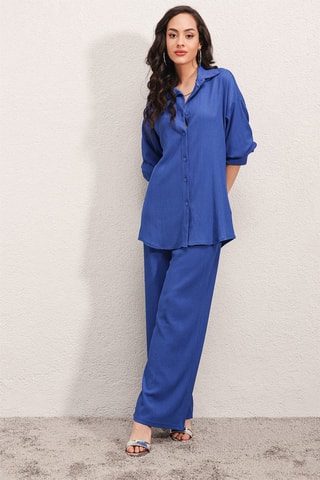 Chemisier et pantalon - Bleu cobalt