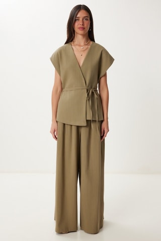Gilet et pantalon wide legs - Kaki