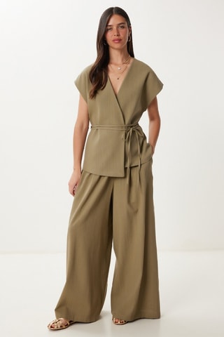 Gilet et pantalon wide legs - Kaki