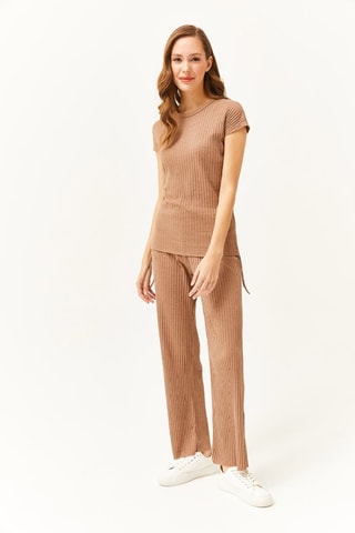 Top et pantalon palazzo - Taupe