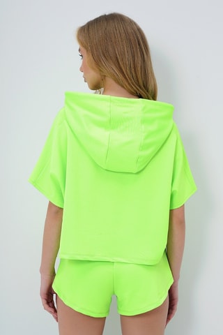 Sweat à capuche et short - Vert fluo