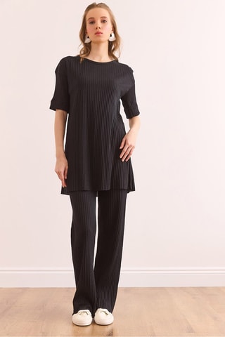 Tunique regular et pantalon regular - Noir