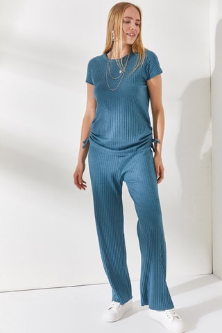 T-shirt et pantalon palazzo - Bleu pétrole