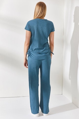 T-shirt et pantalon palazzo - Bleu pétrole