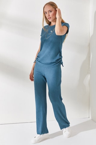 T-shirt et pantalon palazzo - Bleu pétrole