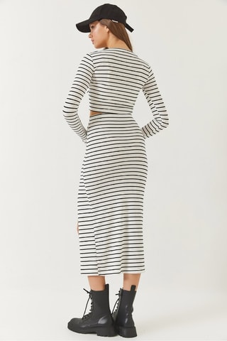 Crop top et jupe midi taille haute - Blanc