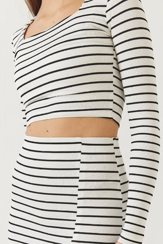 Crop top et jupe midi taille haute - Blanc