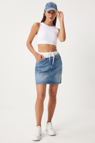 Jupe droite en jean - Bleu