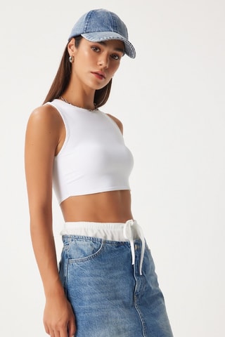 Jupe droite en jean - Bleu