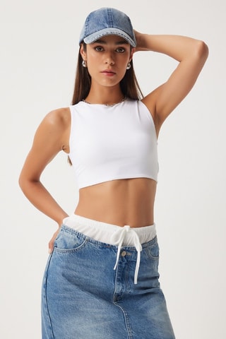 Jupe droite en jean - Bleu