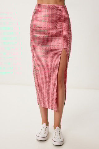 Jupe fourreau taille haute - Rouge