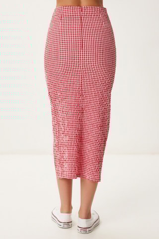 Jupe fourreau taille haute - Rouge