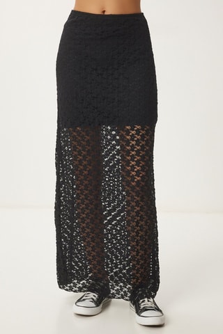 Jupe longue en dentelle - Noir