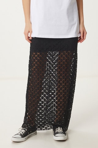 Jupe longue en dentelle - Noir