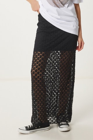 Jupe longue en dentelle - Noir