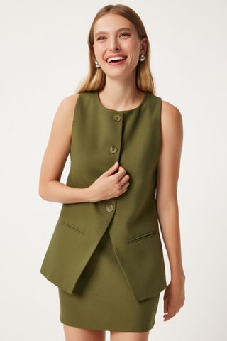 Minijupe taille haute - Kaki