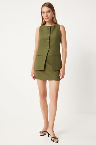 Minijupe taille haute - Kaki