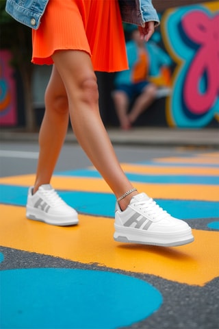 Baskets - Blanc et gris foncé