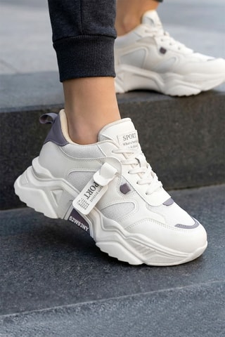 Baskets - Beige clair et violet