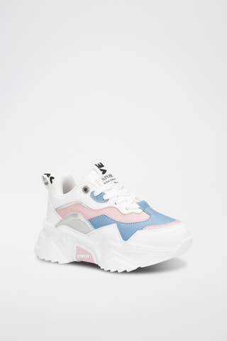 Baskets plateformes - Blanc et bleu clair