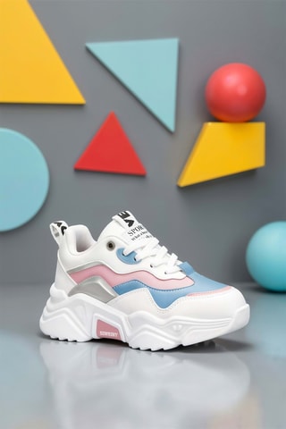 Baskets plateformes - Blanc et bleu clair