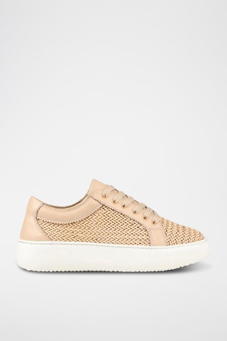 Baskets plateformes en cuir - Beige