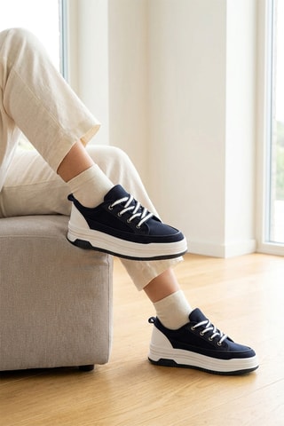 Sneakers plateformes - Bleu marine et blanc