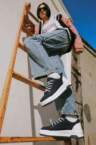 Sneakers plateformes - Bleu marine et blanc