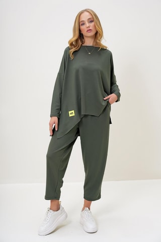 T-shirt oversize et pantalon - Kaki