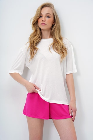 T-shirt et short - Blanc et fuchsia