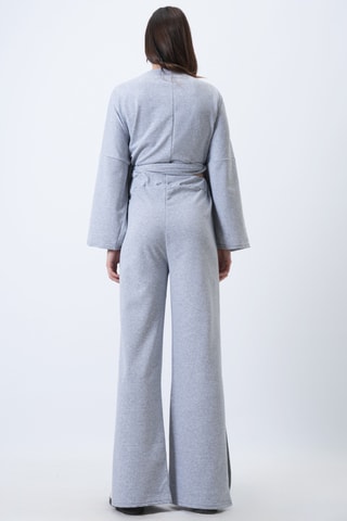 Blouse portefeuille et pantalon taille haute - Gris clair chiné