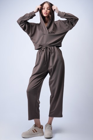 Sweat à capuche et pantalon - Marron