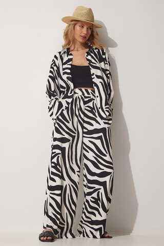 Chemisier et pantalon taille haute - Noir et blanc