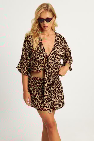 Crop top et short - Camel et noir