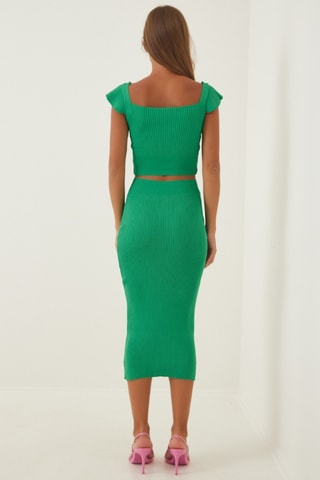 Crop top et jupe fourreau taille haute - Vert