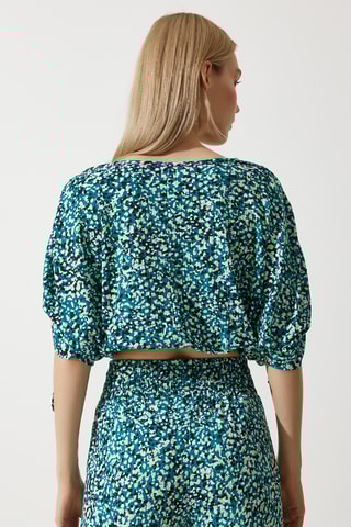 Crop top et pantalon palazzo taille haute - Vert