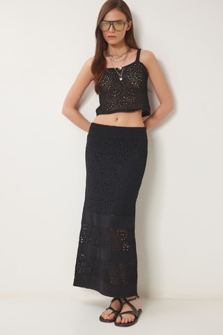 Crop top et jupe longue - Noir