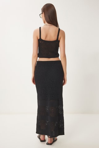 Crop top et jupe longue - Noir