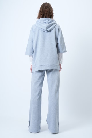 Sweat à capuche et pantalon wide legs - Gris clair chiné