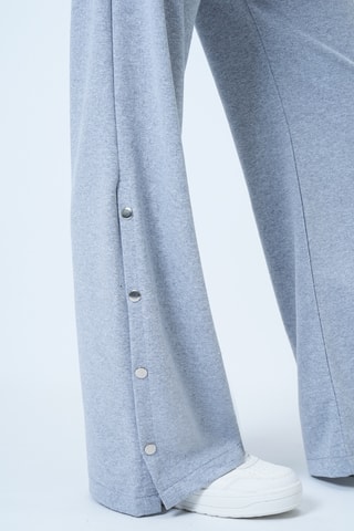 Sweat à capuche et pantalon wide legs - Gris clair chiné