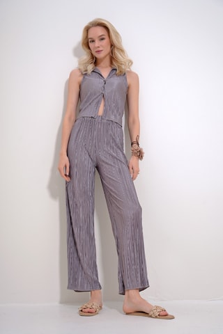 Chemisier et pantalon palazzo - Taupe