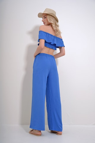 Crop top et pantalon palazzo - Bleu électrique