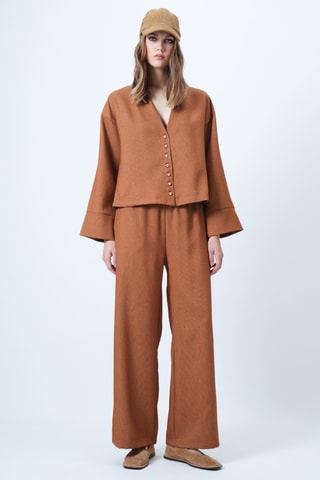 Veste et pantalon palazzo en velours - Camel